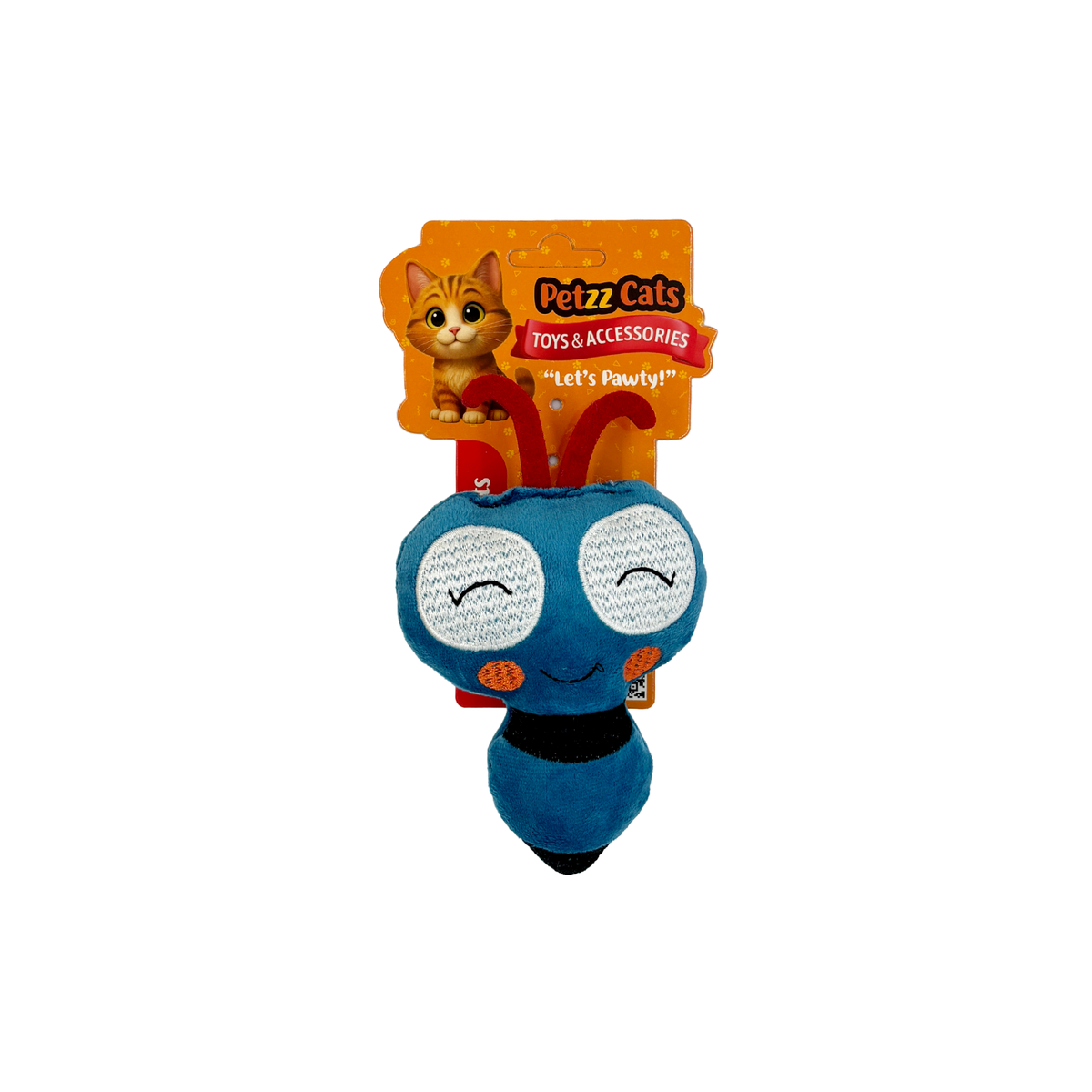 PetzzCats Bee Matatabili ve Çıngırak Sesli Peluş Kedi Oyuncağı Mavi 16x8 Cm