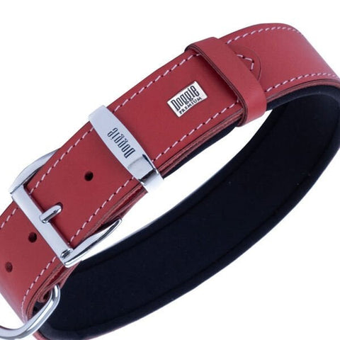 Doggie Comfort Deri Kemik Süslü Köpek Boyun Tasması Large Kırmızı 3.5x52-60 Cm