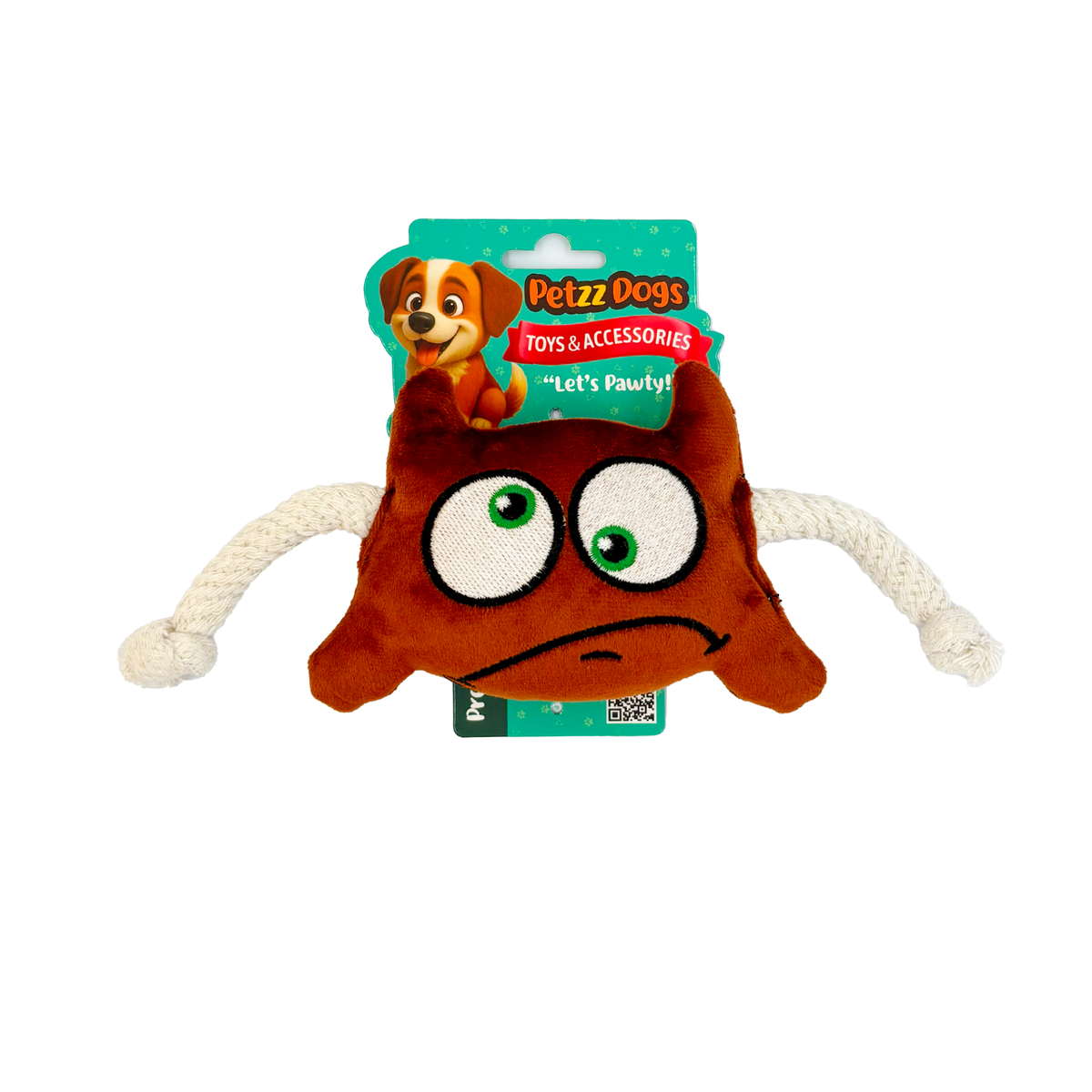 PetzzDogs Two Eyes Sesli Dayanıklı Peluş Köpek Çiğneme Oyuncağı Kahverengi 19x19 Cm