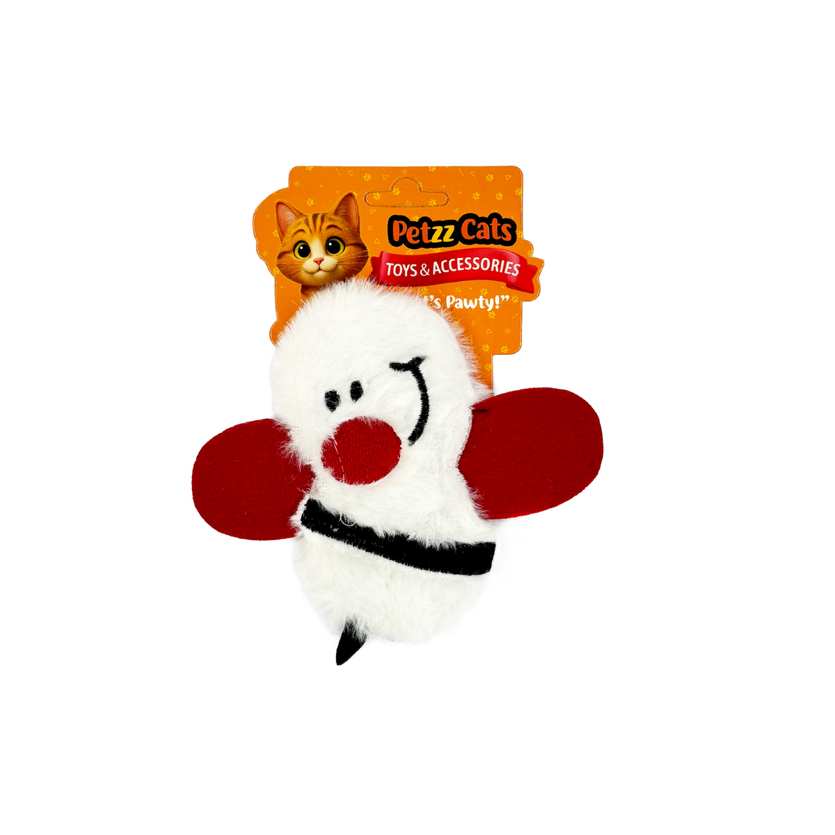 PetzzCats Bee Matatabi ve Çıngırak Sesli Peluş Kedi Oyuncağı Beyaz 15x14 Cm