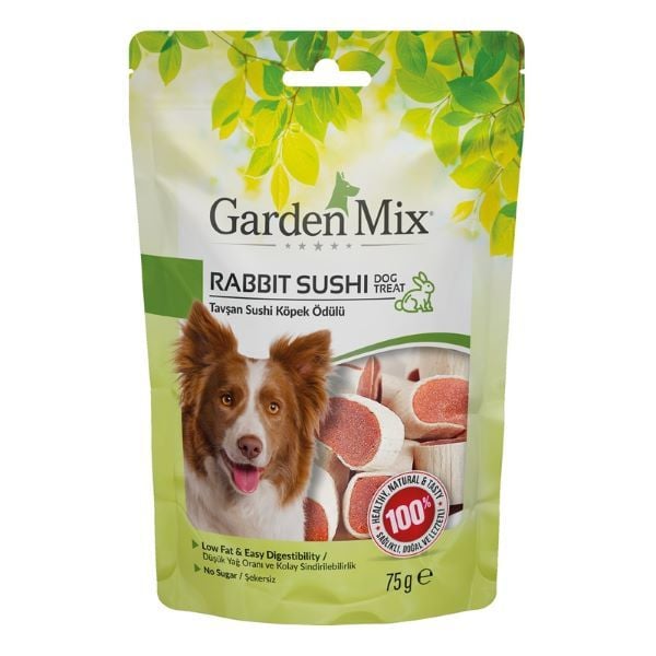 Garden Mix Tavşan Sushi Düşük Yağlı Şekersiz Köpek Ödül Maması 1 Adet 75 Gr