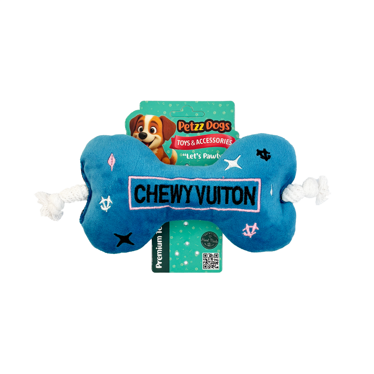 PetzzDogs Chew Bone Sesli Dayanıklı Peluş Köpek Çiğneme Oyuncağı Mavi 25x10 Cm
