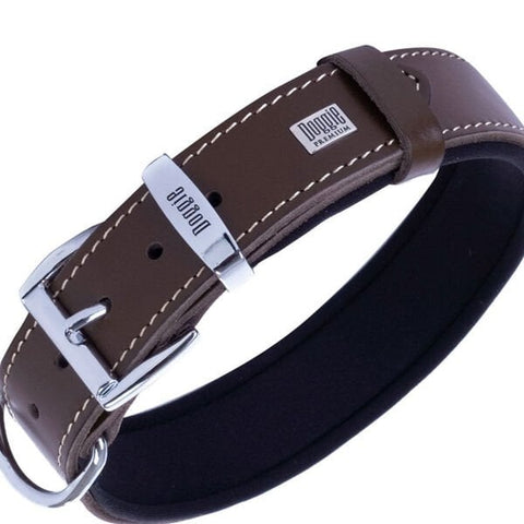 Doggie Comfort Deri Çivili Köpek Boyun Tasması Medium Kahverengi 3x42-50 Cm