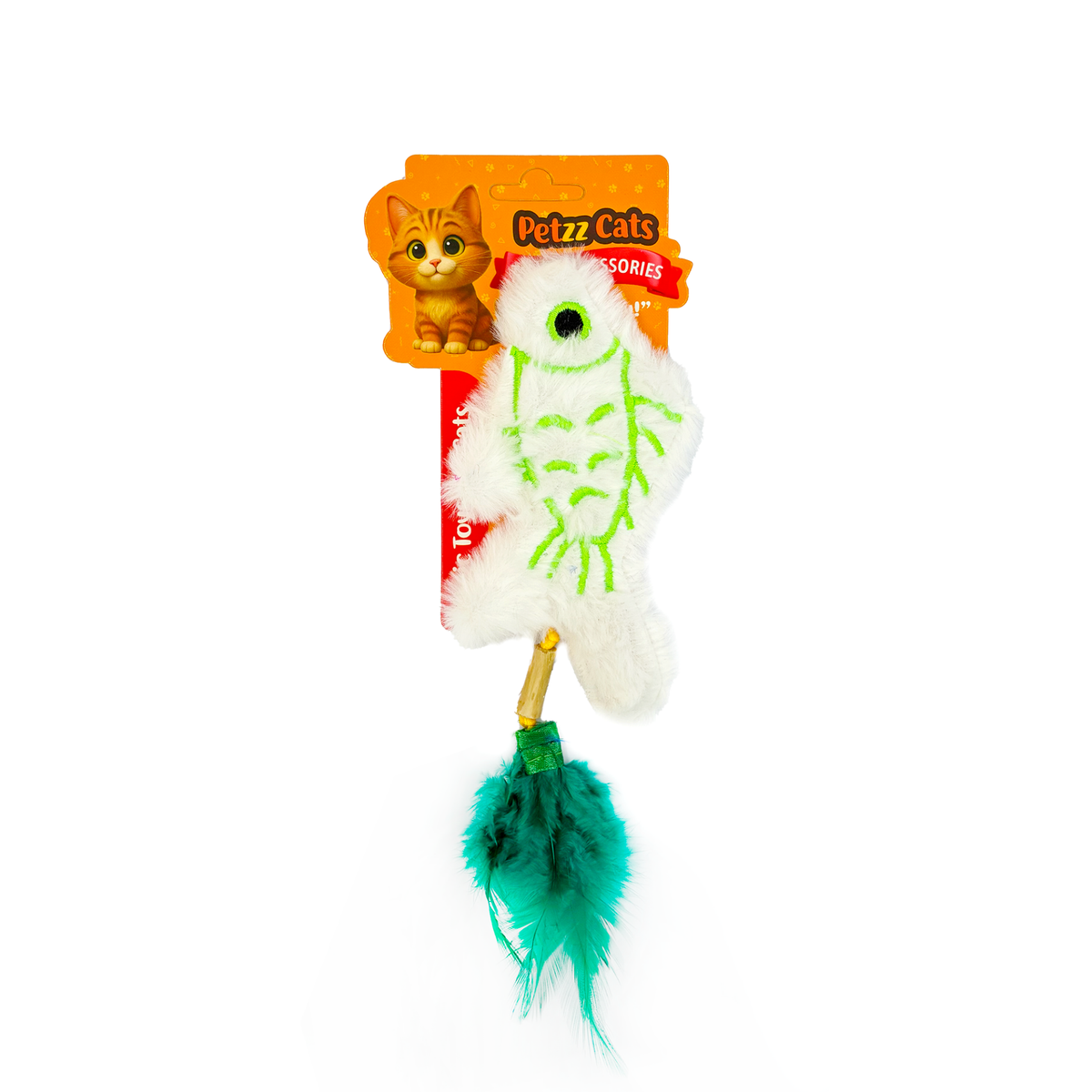 PetzzCats Fish Matatabi ve Çıngırak Sesli Peluş Kedi Oyuncağı Beyaz 20x8 Cm