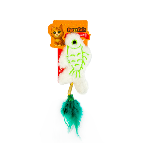 PetzzCats Fish Matatabi ve Çıngırak Sesli Peluş Kedi Oyuncağı Beyaz 20x8 Cm