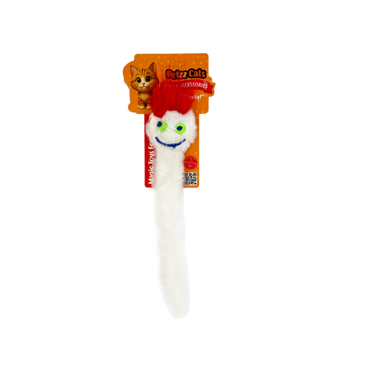 PetzzCats Zobi Matatabi ve Çıngırak Sesli Peluş Kedi Oyuncağı Beyaz 19x5 Cm