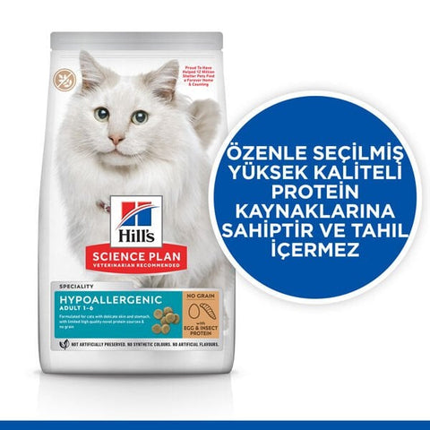 Hills Science Plan Hypoallergenic Yumurtalı ve Böcekli Tahılsız Yetişkin Kedi Maması 7 Kg