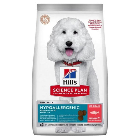 Hills Science Plan Hypoallergenic Somonlu Orta Irk Yetişkin Tahılsız Köpek Maması 2.5 Kg