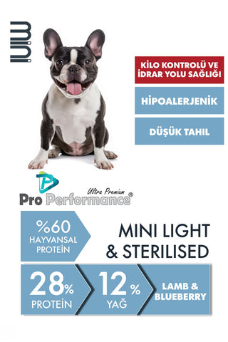 Pro Performance Kuzu Etli ve Yaban Mersinli Hipolaerjenik Küçük Irk Kısırlaştırılmış Köpek Maması 7 Kg
