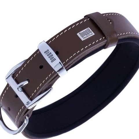 Doggie Comfort Deri Kemik Süslü Köpek Boyun Tasması Large Kahverengi 3.5x52-60 Cm