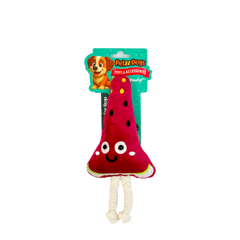 PetzzDogs Melon Sesli Dayanıklı Peluş Köpek Çiğneme Oyuncağı Bordo 22x9 Cm