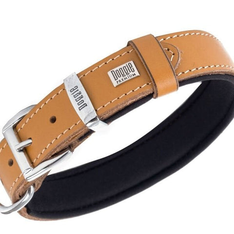 Doggie Comfort Deri Kemik Süslü Köpek Boyun Tasması Medium Camel 3x42-50 Cm