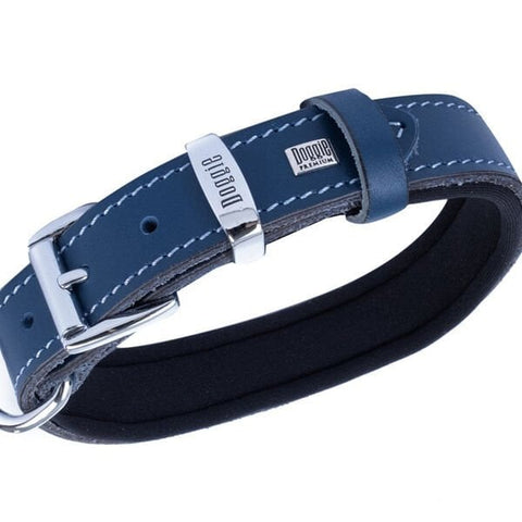 Doggie Comfort Deri Pati Desenli Köpek Boyun Tasması Medium Mavi 2.5x37-45 Cm