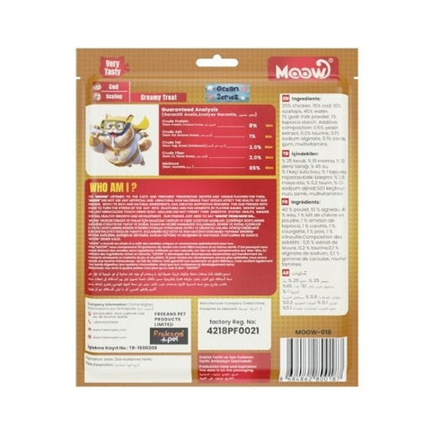 Moow Morina Balıklı Deniz Taraklı ve Keçi Sütlü Yetişkin Sıvı Kedi Ödül Maması 1 Adet 30x12 Gr