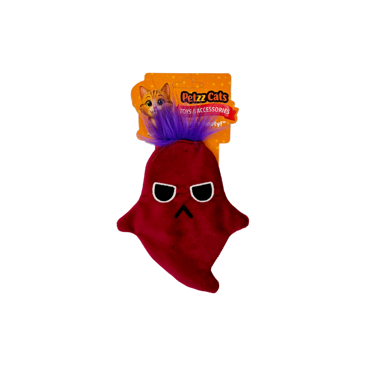 PetzzCats Ghost Matatabi ve Çıngırak Sesli Peluş Kedi Oyuncağı Bordo 16x12 Cm