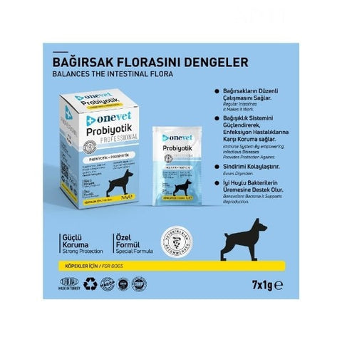 OneVet Probiyotik Köpekler için Sindirim ve Bağışıklık Güçlendirici Saşe 1 Gr 30 Adet