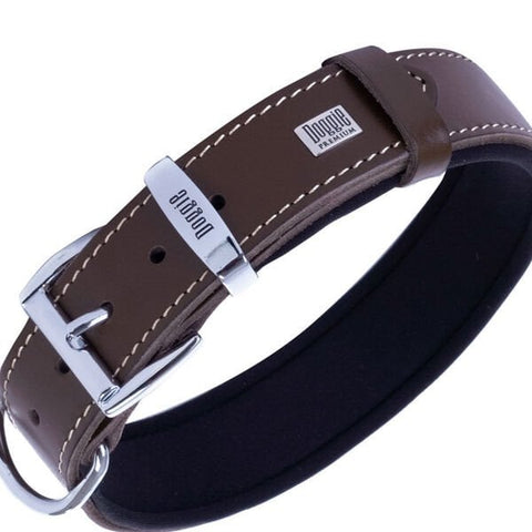 Doggie Comfort Deri Kemik Desenli Köpek Boyun Tasması Large Kahverengi 3.5x52-60 Cm