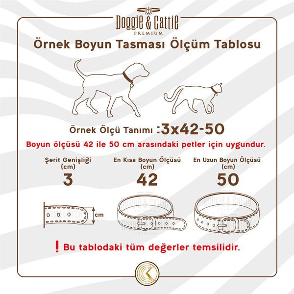Doggie Comfort Deri Pati Desenli Köpek Boyun Tasması Medium Kahverengi 4x52-60 Cm