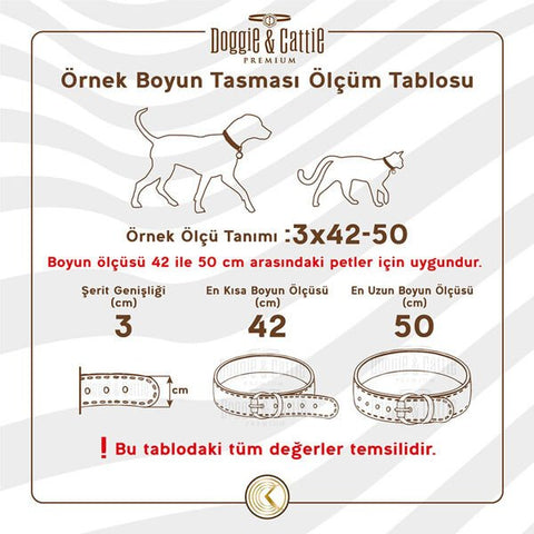 Doggie Comfort Deri Pati Desenli Köpek Boyun Tasması Medium Kahverengi 4x52-60 Cm