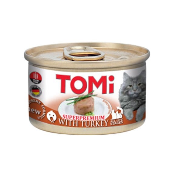 Tomi Kıyılmış Hindili Tahılsız Yetişkin Konserve Kedi Maması 1 Adet 85 Gr