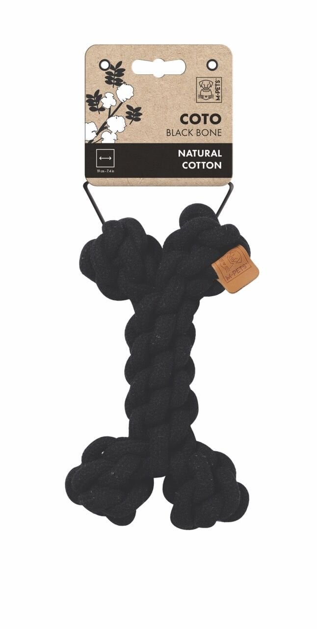 M-Pets Örgü Kemik Şeklinde Peluş Kedi ve Köpek Oyuncağı 19 Cm Siyah