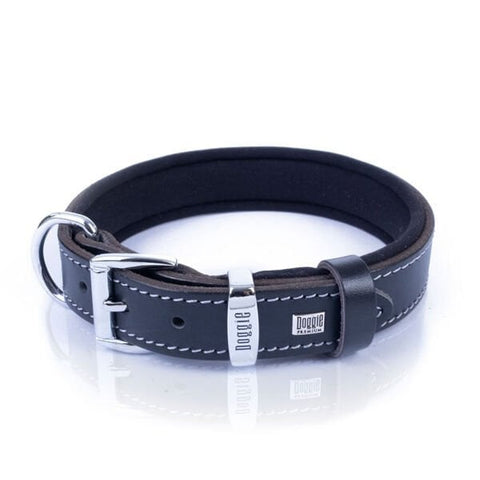 Doggie Comfort Deri Pati Desenli Köpek Boyun Tasması Medium Siyah 2.5x37-45 Cm
