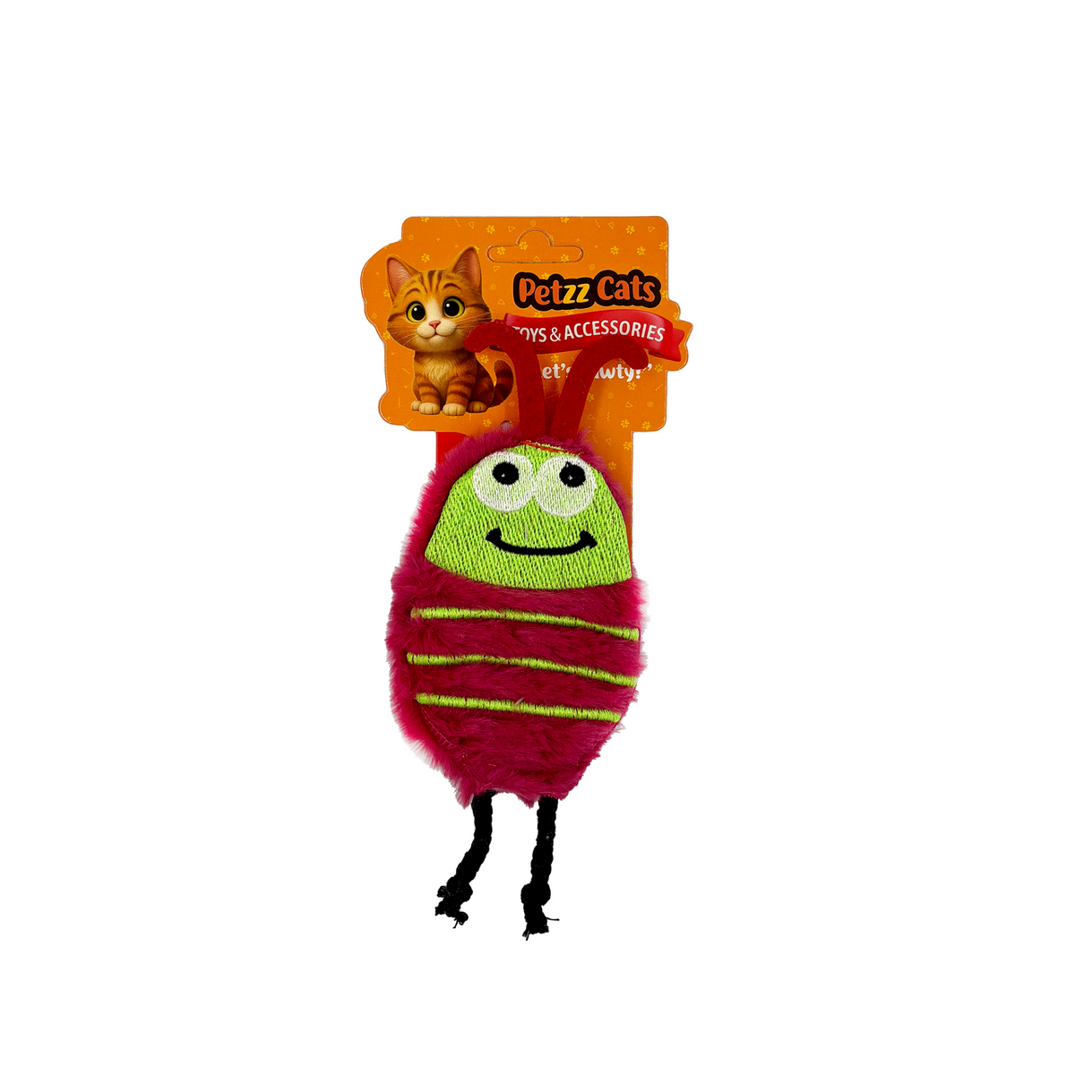 PetzzCats Bug Matatabi ve Çıngırak Sesli Peluş Kedi Oyuncağı Bordo 16x8 Cm