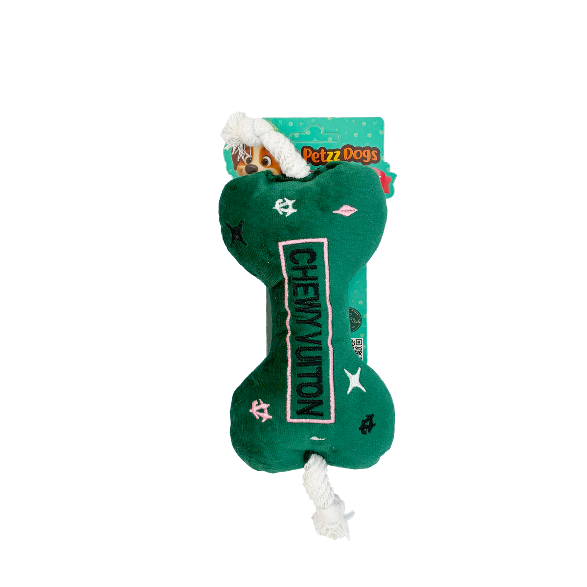 PetzzDogs Chew Bone Sesli Dayanıklı Peluş Köpek Çiğneme Oyuncağı Yeşil 25x10 Cm