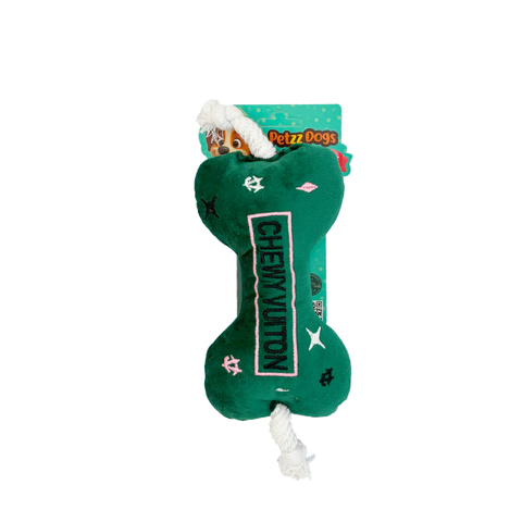 PetzzDogs Chew Bone Sesli Dayanıklı Peluş Köpek Çiğneme Oyuncağı Yeşil 25x10 Cm