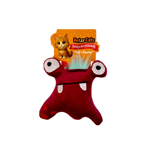 PetzzCats Kurbi Matatabi ve Çıngırak Sesli Peluş Kedi Oyuncağı Kırmızı 13x12 Cm