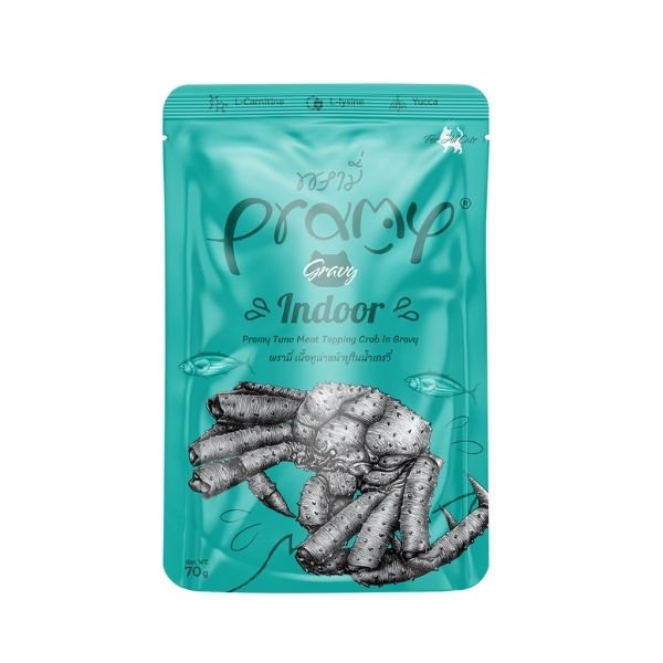 Pramy Indoor Sos İçinde Yengeçli ve Ton Balıklı Pouch Yetişkin Konserve Kedi Maması 1 Adet 70 Gr