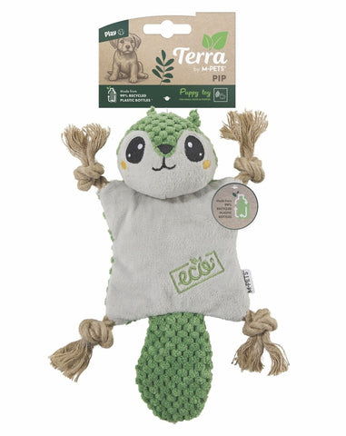 M-Pets Terra Eco Pip Peluş Yavru Köpek Oyuncağı 25x20x5 Cm Beyaz/Yeşil