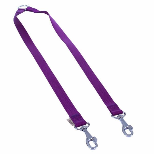 Doggie Dokuma Çift Köpek Gezdirme Tasma Aparatı Medium Mor 2.5x70-60 Cm