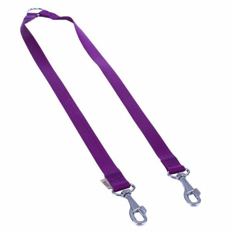 Doggie Dokuma Çift Köpek Gezdirme Tasma Aparatı Medium Mor 2.5x70-60 Cm