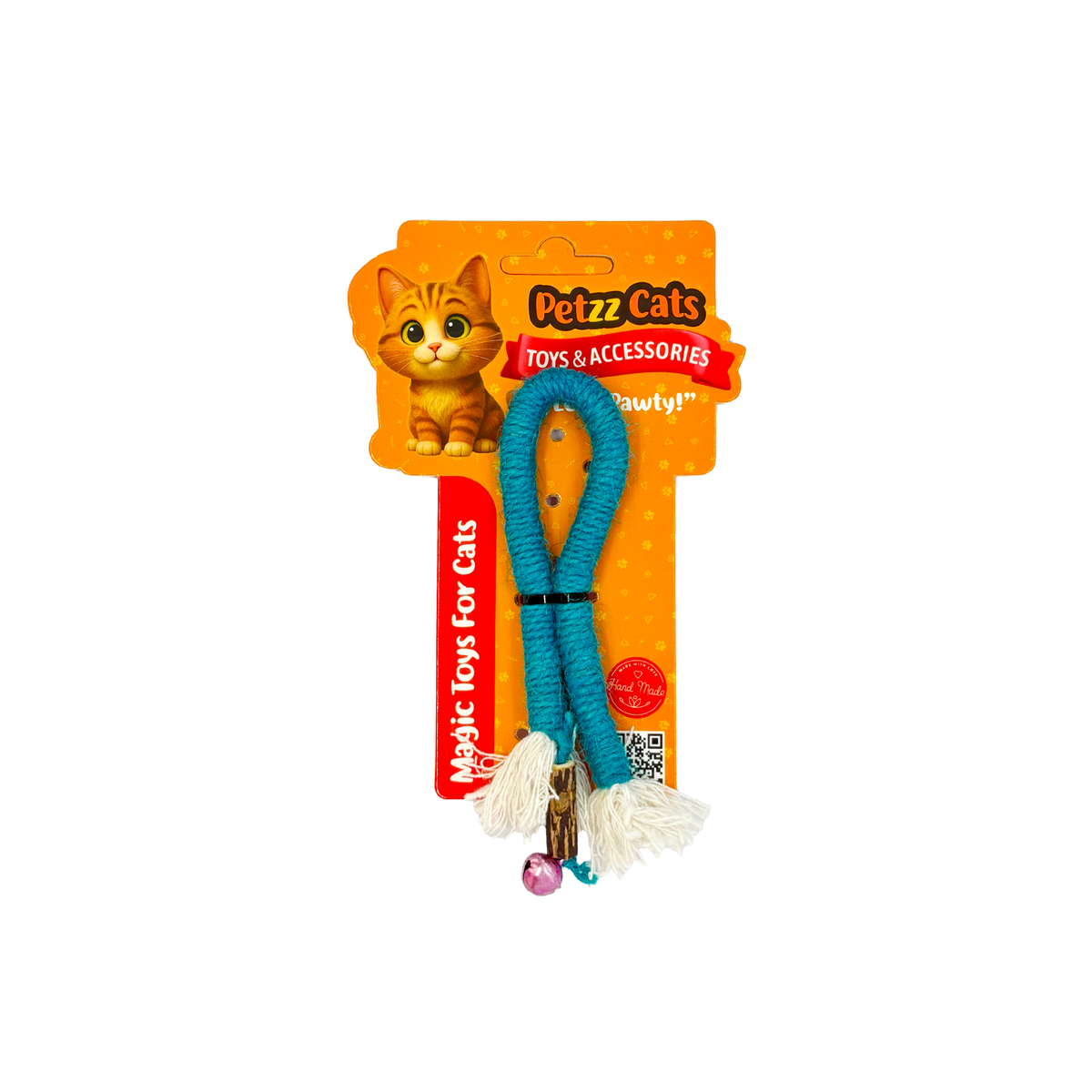 PetzzCats Rope Matatabi ve Çıngırak Sesli Peluş Kedi Oyuncağı Turkuaz