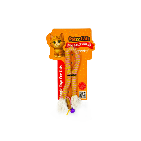 PetzzCats Rope Matatabi ve Çıngırak Sesli Peluş Kedi Oyuncağı Pembe/Sarı