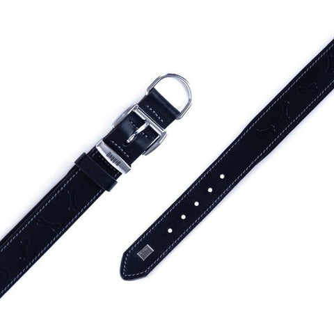 Doggie Comfort Deri Kemik Desenli Köpek Boyun Tasması Medium Siyah 4x52-60 Cm
