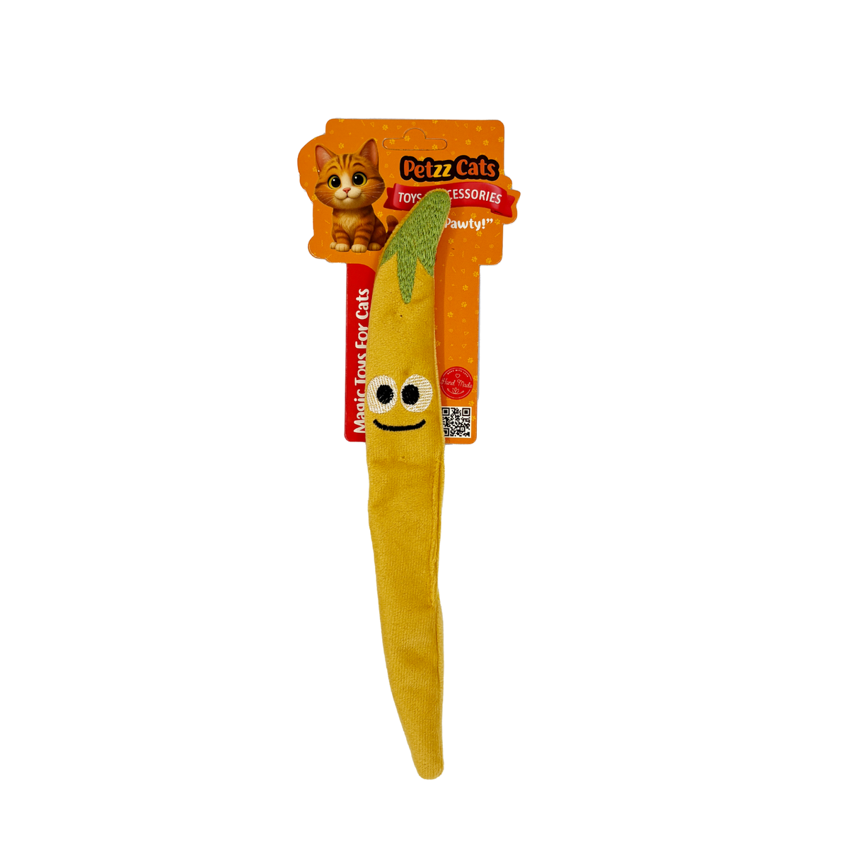PetzzCats Peppry Matatabi ve Çıngırak Sesli Peluş Kedi Oyuncağı Sarı 28x4 Cm