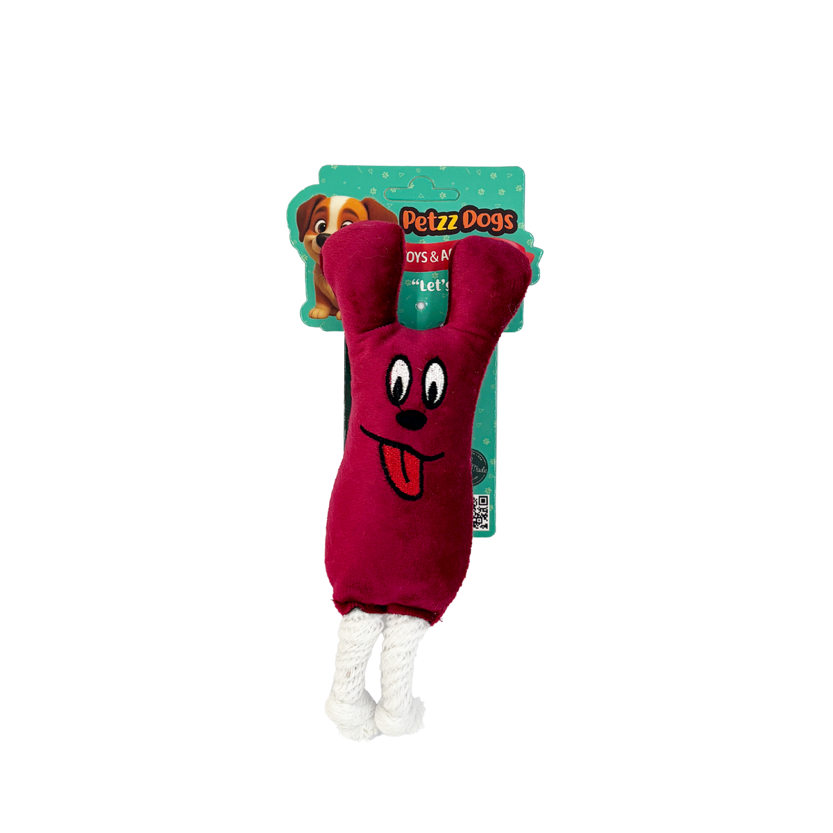PetzzDogs Doggy Sesli Dayanıklı Peluş Köpek Çiğneme Oyuncağı Bordo 26x10 Cm
