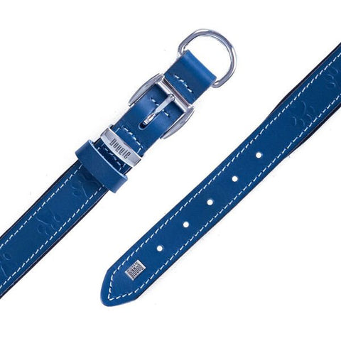 Doggie Comfort Deri Pati Desenli Köpek Boyun Tasması Medium Mavi 2.5x37-45 Cm