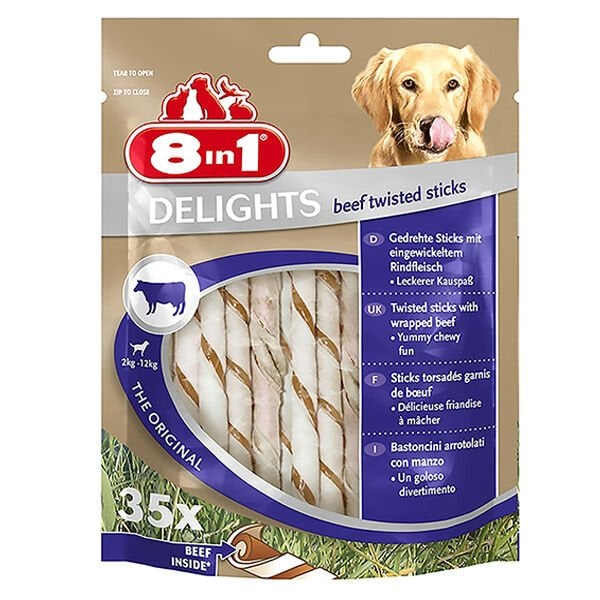 8in1 Delights Biftekli Köpek Ödül Çubuğu 1 Adet 35x190 Gr