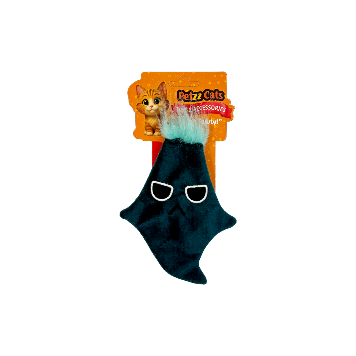PetzzCats Ghost Matatabi ve Çıngırak Sesli Peluş Kedi Oyuncağı Yeşil 16x12 Cm