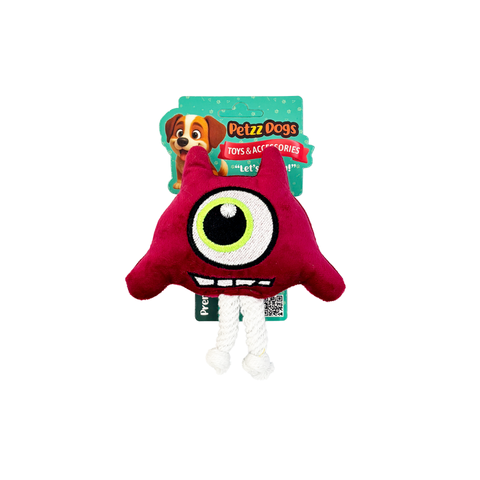 PetzzDogs One Eye Sesli Dayanıklı Peluş Köpek Çiğneme Oyuncağı Bordo 19x14 Cm