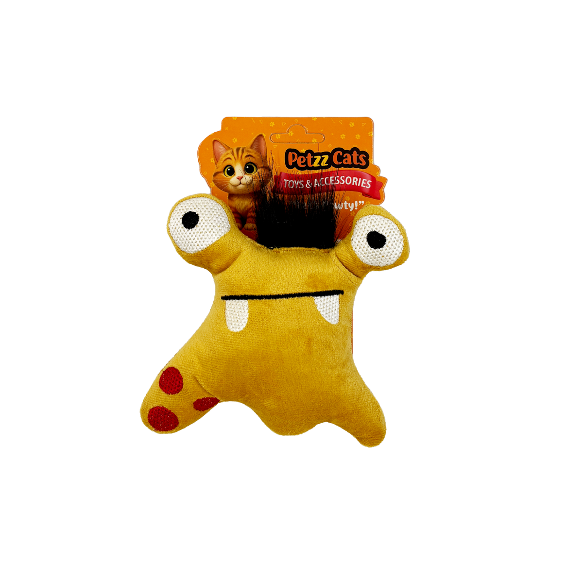 PetzzCats Kurbi Matatabi ve Çıngırak Sesli Peluş Kedi Oyuncağı Sarı 13x12 Cm