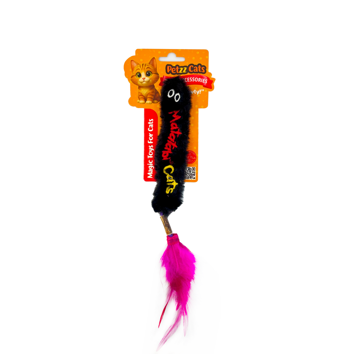 PetzzCats Worm Matatabi ve Çıngırak Sesli Peluş Kedi Oyuncağı Siyah 28x4 Cm