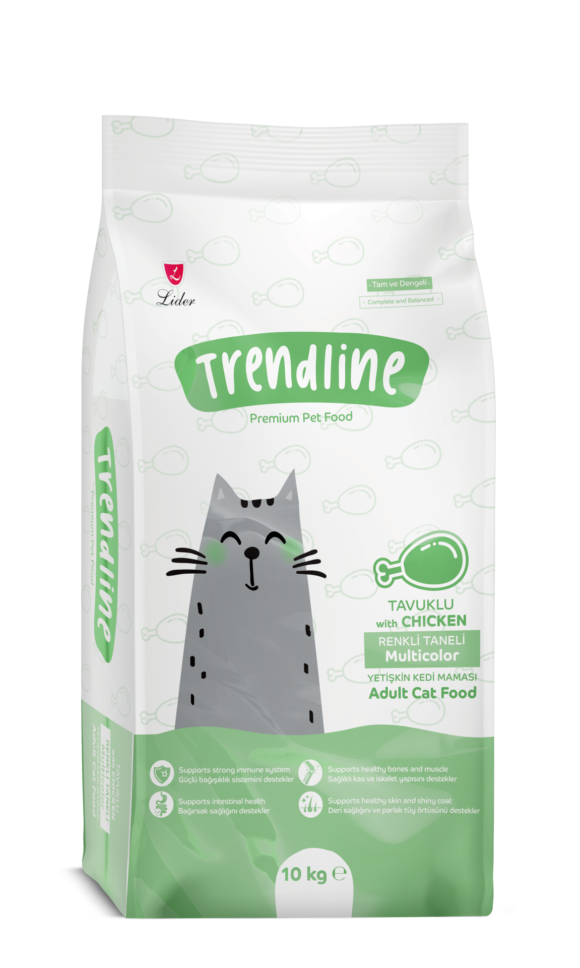 Trendline Adult Tavuklu Renkli Taneli Yetişkin Kedi Maması 10 Kg