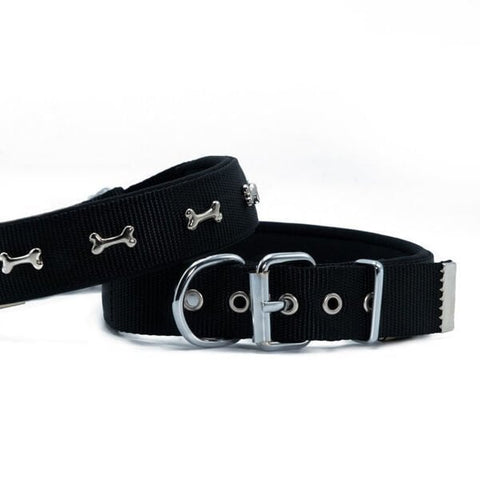Doggie Comfort Dokuma Kemikli Köpek Boyun Tasması Large Siyah 3x47-55 Cm