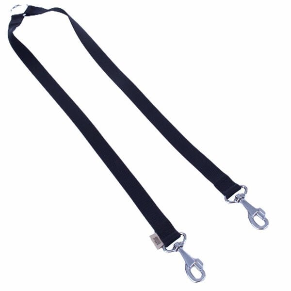 Doggie Dokuma Çift Köpek Gezdirme Tasma Aparatı Medium Siyah 2.5x70-60 Cm