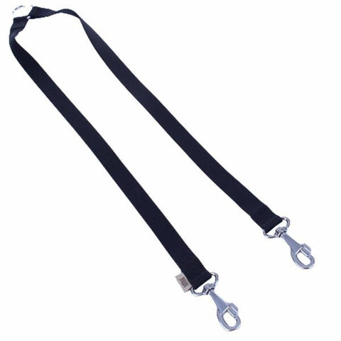 Doggie Dokuma Çift Köpek Gezdirme Tasma Aparatı Medium Siyah 2.5x70-60 Cm