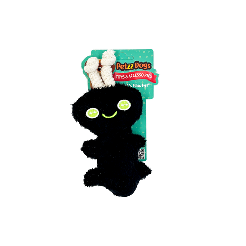 PetzzDogs Axelot Sesli Dayanıklı Peluş Köpek Çiğneme Oyuncağı Siyah 15x9 Cm